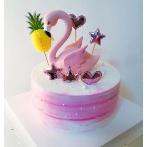 1PC Cake Topper pink Flamingo Decor for Wedding party Supplies DIY Home Cake Decor decor Valentines birthday party Gift MO 020