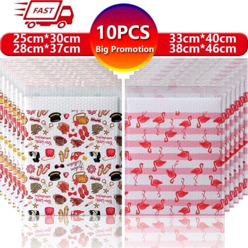 10PCS Bubble Mailers Pink Colorful Flamingo CartoonFoam Envelope Bags Self Seal Mailers Padded Shipping Mailing Packages Bag