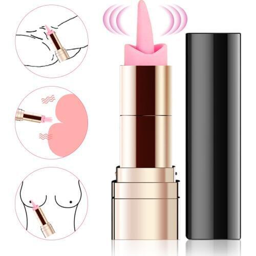 10 Speed Mini Lipstick Tongue Shock Vibrator USB Rechargeable Portable Bullet G-spot Clitoris Stimulator Adult Sex Massage