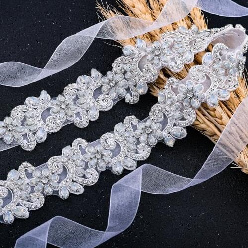 100% Handmade Wedding Belts Rhinestone Applique Flower Women Belt Wedding Accessories Dress With Belt Bride Sashes Flower Belt