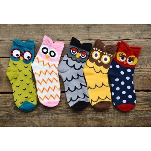 120pairs/lot 2017 new fashion women 3D cartoon owl bird cotton sock