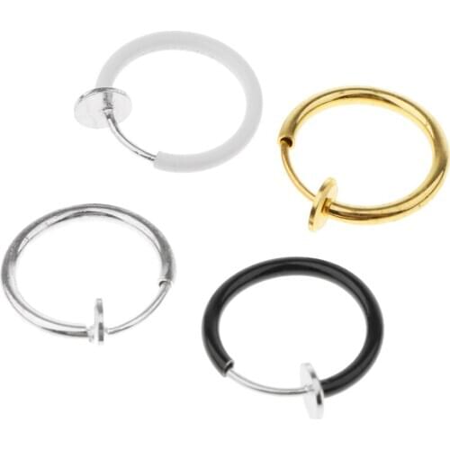 4pcs Multicolor Clip On Nose Ear Septum Lip Eyebrow Ear Ring Non Piercing