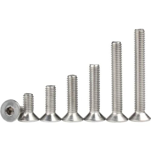 5/55pcs M2 M2.5 M3 M4 M5 M6 M8 M10 304 Stainless Steel Hexagon Hex Socket Countersunk Screw Flat Head Screw Allen Bolts DIN7991