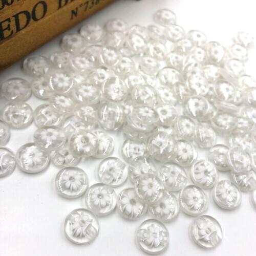 100PCS 14mm Pink color flower Plastic Buttons sewing/appliques/craft