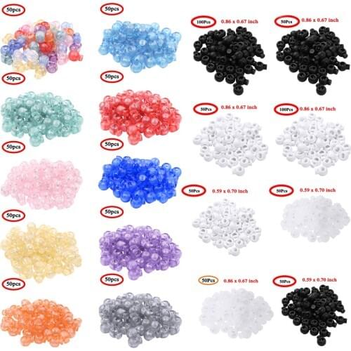 50pcs Plastic Ball Round Cord Lock Spring Stop Toggle Stopper Clip For Sportswear Clothing Shoes Rope Bag Parts Sliding Fastener
