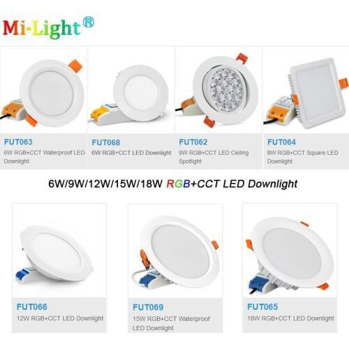 6W/9W/12W/15W/18W RGB+CCT LED Downlight AC110V 220V Dimmable LED Ceiling Spotlight FUT062/FUT063/FUT066/FUT068/FUT069
