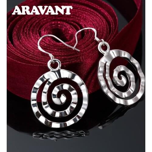 925 Silver Round Drop Earring For Women Fashion Jewelry Gifts
