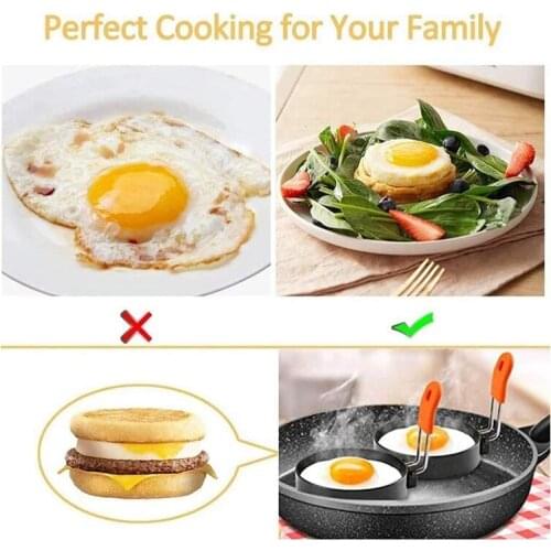 Non Stick Egg Ring, Egg Rings Mold with Silicone Handle, Egg Cooking Rings Set for Frying Eggs Griddle Egg Making Mold