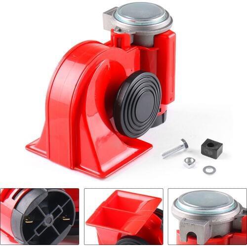 12V 115dB Car Air Horn Red Compact Dual Tone Electric Pump Loud Siren Vehicle for Car Motorcycle Truck Bicycle