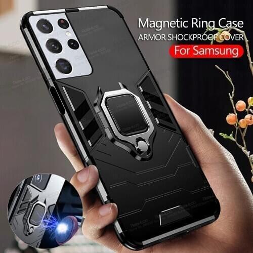 Armor Car Magnetic Holder Case For Samsung Galaxy S21 Ultra S 21 Plus S21+ 5G S21Ultra S21Plus With Ring Shockproof Phone Cover