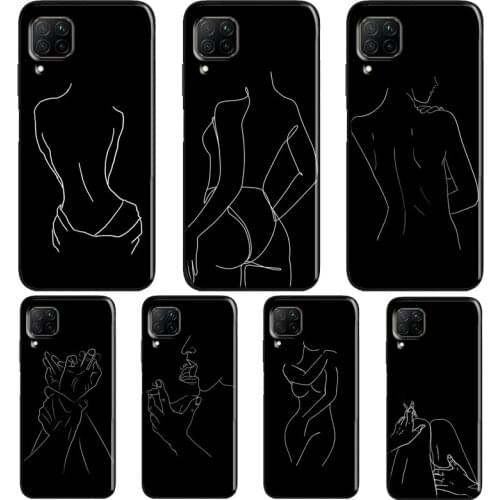 Art Simple Kiss Rose Sex Girl Body Case For Huawei P20 Lite P40 P30 Pro Nova 5T P Smart Z 2019 2021 Honor 10 Lite 9X 8X Cover