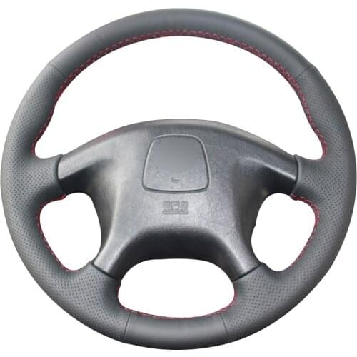 Black Natural Leather Car Steering Wheel Cover for Mitsubishi Pajero Old Mitsubishi Pajero Sport