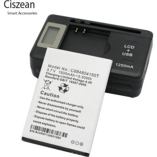Ciszean 1x 3.7V 1500mAh Replacement Li-ion Battery +Universal Charger C684804150T For BLU DASH 4.0 D272 D272A batteries