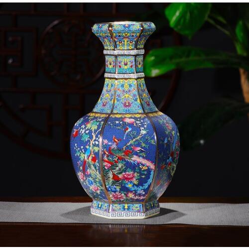 Jingdezhen Antique Enamel Vase Vases Flowers And Birds Pattern Ancient Ming and Qing Porcelain