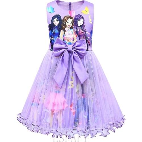 Disney Descendants Girls Dresses Kids Elegant Princess Party Tutu Christmas Costume Children Birthday Wedding Clothes