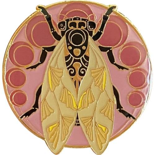 Art Nouveau Inspired Cicada Enamel Pin Bug Insect Gorgeous Aesthetics Badge Jewelry