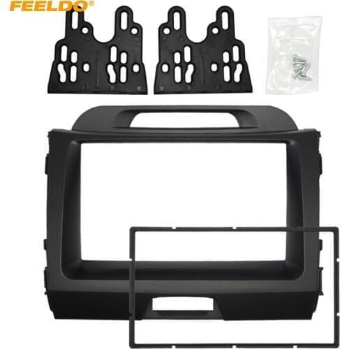 FEELDO Car 2DIN CD DVD Radio Fascia Frame for KIA Sportage 2010+ Dashboard Panel Mount Adapter Trim Kit