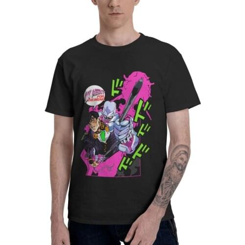 Hot Anime Jojo Bizarre Adventure Joseph Tshirts Men Stylish Tees Top 100% Cotton T Shirt Short Sleeve Jonathan Joestar T-shirts