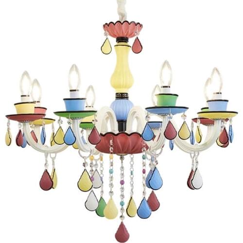 Macarons childrens room crystal candy color chandelier lamp girl princess bedroom dining room creative lighting