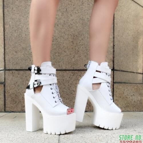Korean version of the super high classic fish mouth booties thick with the stage high heel boots fashion womens sandals