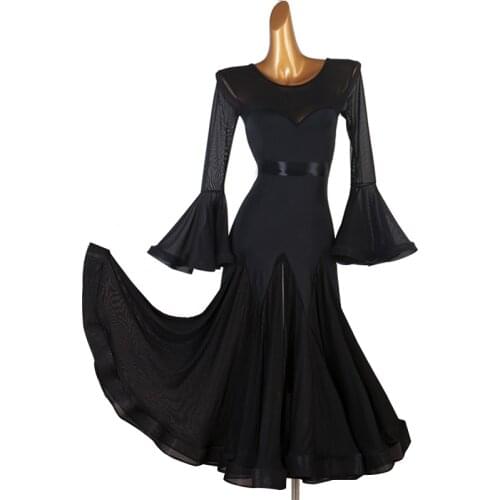 New Style Modern Dance Costume For Women Long Sleeve Big Swing Waltz Stage Performance Clothes Ballroom Dance Dresses DQL2945