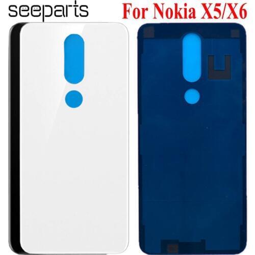 For Nokia X6 2018 Battery Cover 6.1 Plus Back Housing Case For Nokia X5 2018 Rear Door Glass Panel 5.1 Plus Battery Cover