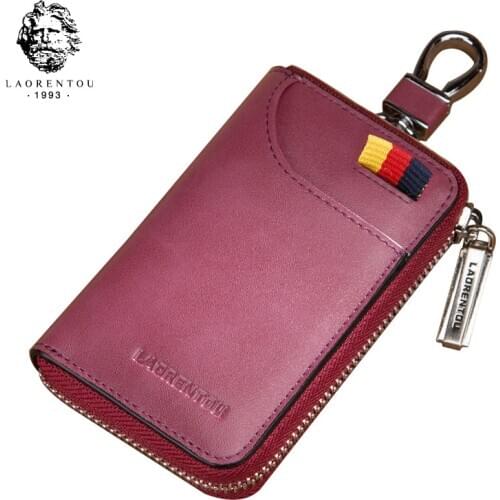 LAORENTOU Brand Zipper Key Wallet Lady Fashion Key Case Mini Wallets Women Retro Small Card Holder Coin Purse Case for Female