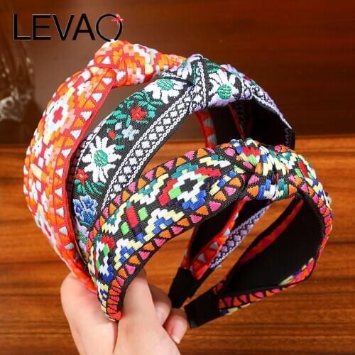 Levao Ethnic Print Headband Knotted Woven Headband Color Travel Headband Womens Headband Hair Accessories