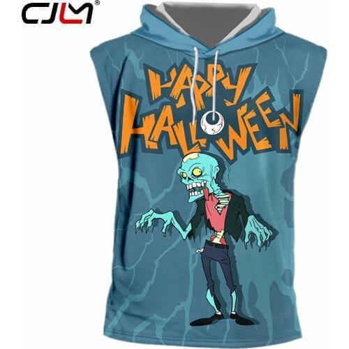 CJLM Fashion Halloween New Man Zombie Hooded Tank Top Street Wear Best Selling Vest 6XL Mens 3D Printed Clothing