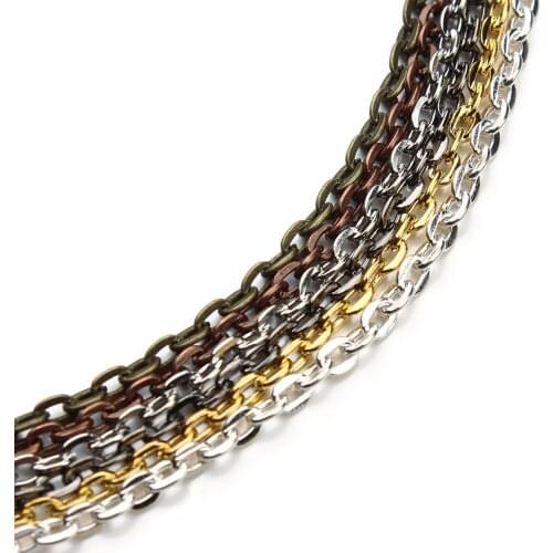 10Meters Gold Silver Color Iron Metal Flat Oval Link Chain 2x3mm 3x4mm 4x5 5x8mm For Jewelry Making DIY Crafts Findings Supplies