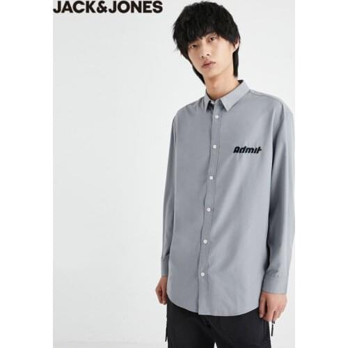 JackJones Mens Business Casual Drawstring Letter Printed Pointed Collar Long-sleeved Shirt | 220305022