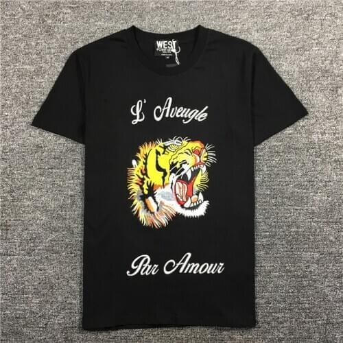 Men New Novelty 19ss l'aveugle par amour embroider Tiger T Shirts T-Shirt Hip Hop Skateboard Street Cotton T-Shirts Tee Top #F58