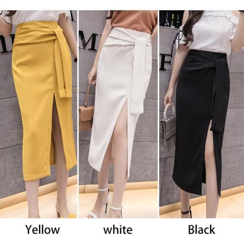 OIONINOS 2019 Summer New Product Split Straps Skirt In The Long Section Irregular OL Bag Hip Skirt Simple Wild A Word Skirt