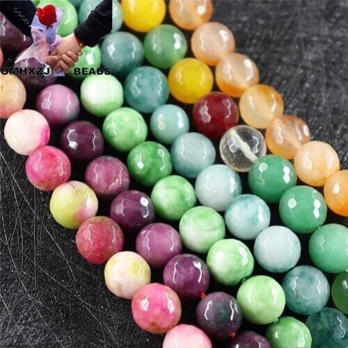 OMH Z80 12mm Polished Jewelry DIY Making Bracelet Necklace Gift Natural Stone Round Colorful Quartzite Jade Loose Spacer Beads