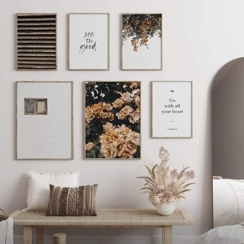 Blooming Flower Poster White Window Landscape Canvas Art Print See The Good Quote Modern Wall Art Pictures for Living Room Decor