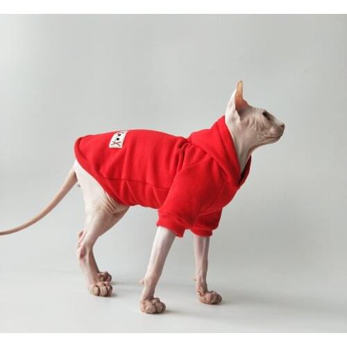 Plush pet sphinx hairless cat Halloween witch hat plus velvet cotton warm sweater