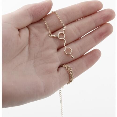 Gift Hollow Chemical molecule structure geometric Necklace Chemical Molecular Science molecules Chemistry Dopamine Girls Jewelry