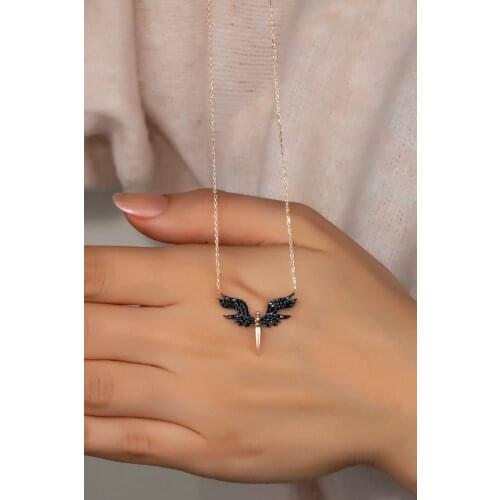 Michael Necklace, 925 Silver Pendant, Black Pen, Angel Pendant, Silver Color