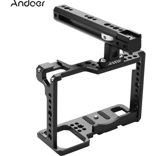 Andoer Professional Video Accessories Full Frame Camera Cage Kit with Top Handle Aluminum Alloy Camera Case Bracket with Thread