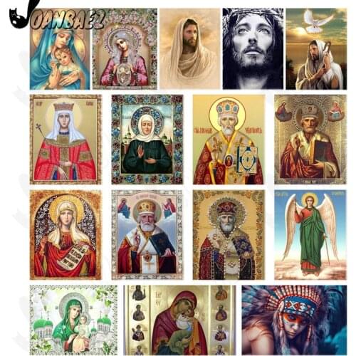 Religious Diamond Painting Character Letters Cross Stitch Embroidery 5D Diy Mosaic Kit Hand Inlaid Home Decoration Accessories