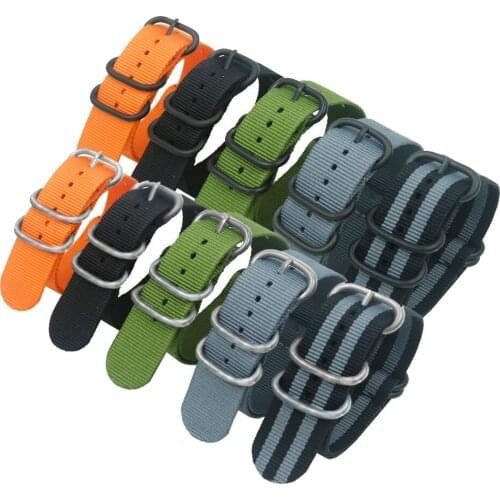Nato Nylon Strap Ring Buckle Nylon Watchband 20mm 22mm 24mm Fiber Woven Watch Straps Wristwatch Bands