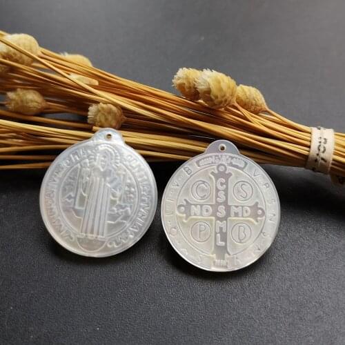 5pcs/lot 21mm Natural Jesus of Nazareth & Cross San Benito Mother of Pearl Shell San Benito MOP for DIY Jewelry