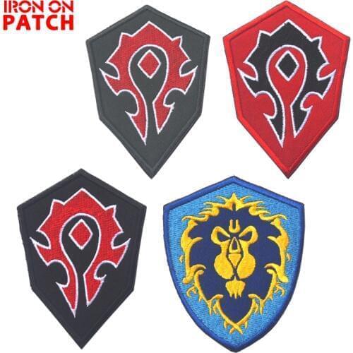 WOW World Alliance / Horde Forces Camp -sided Patch DIY Emblem Badge For Clothing High Quality Embroidered Patches