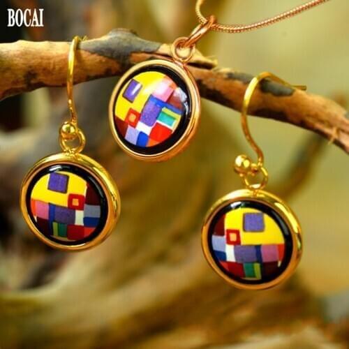 2020 new High temperature fired enamel colored earrings for women cloisonne jewelry round women earrings phantom series