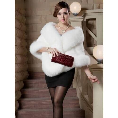 Zoulv 2021 Bridal Wedding Dress Shawl Cape Women Vest Fur Coat Winter Leather Grass Fox Fur Mink Rabbit Fur Poncho Cape