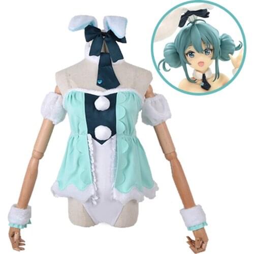 2021 Virtual Singer White Bunny Girl Miku Cosplay Full Set VOCALOID Miku Costume Rabbit Sexy Jumpsuit Cos Props Anime Party