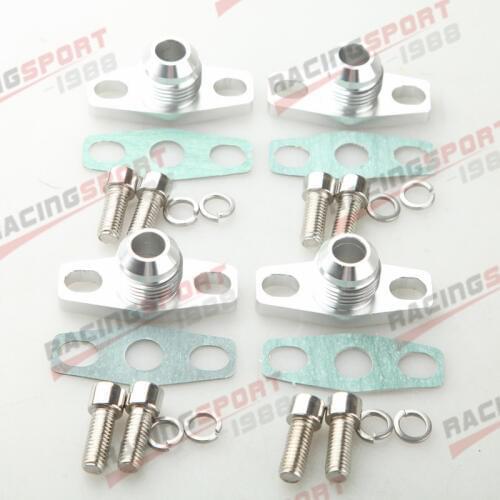 4PCS Turbo Oil Drain Flange Aluminum Kit 10AN Fitting GT15-GT35BB Silver