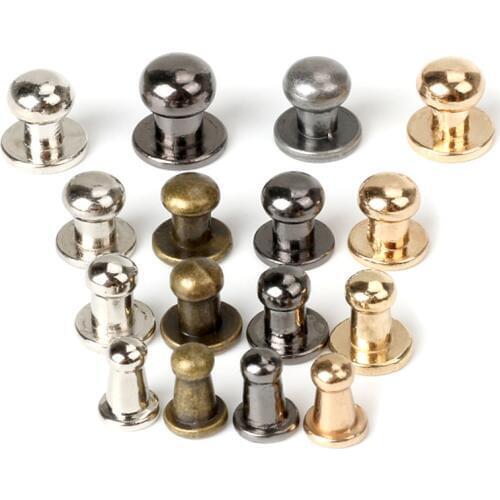 AIJJU 50pcs Copper Monk Head Screws Leather Craft Belt Wallet Solid Brass Nail Rivets Screws Bag/Shoes/ Clothes Accessories