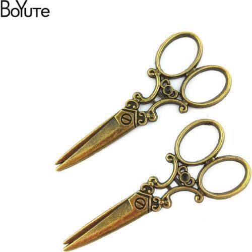 BoYuTe (60 Pieces/Lot) 60*25MM Antique Bronze Silver Plated Zinc Alloy Materials Scissor Pendant Diy Jewelry Accessories