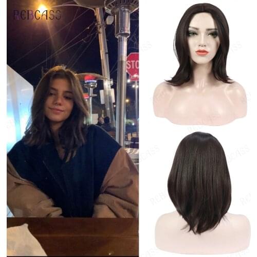 Rebcass Black Wigs Cosplay Natural Straight Synthetic Wigs Heat Resistant For White/Black Brazilian American Women